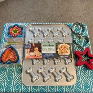 Cookie cutters and Dog treat baking pan.